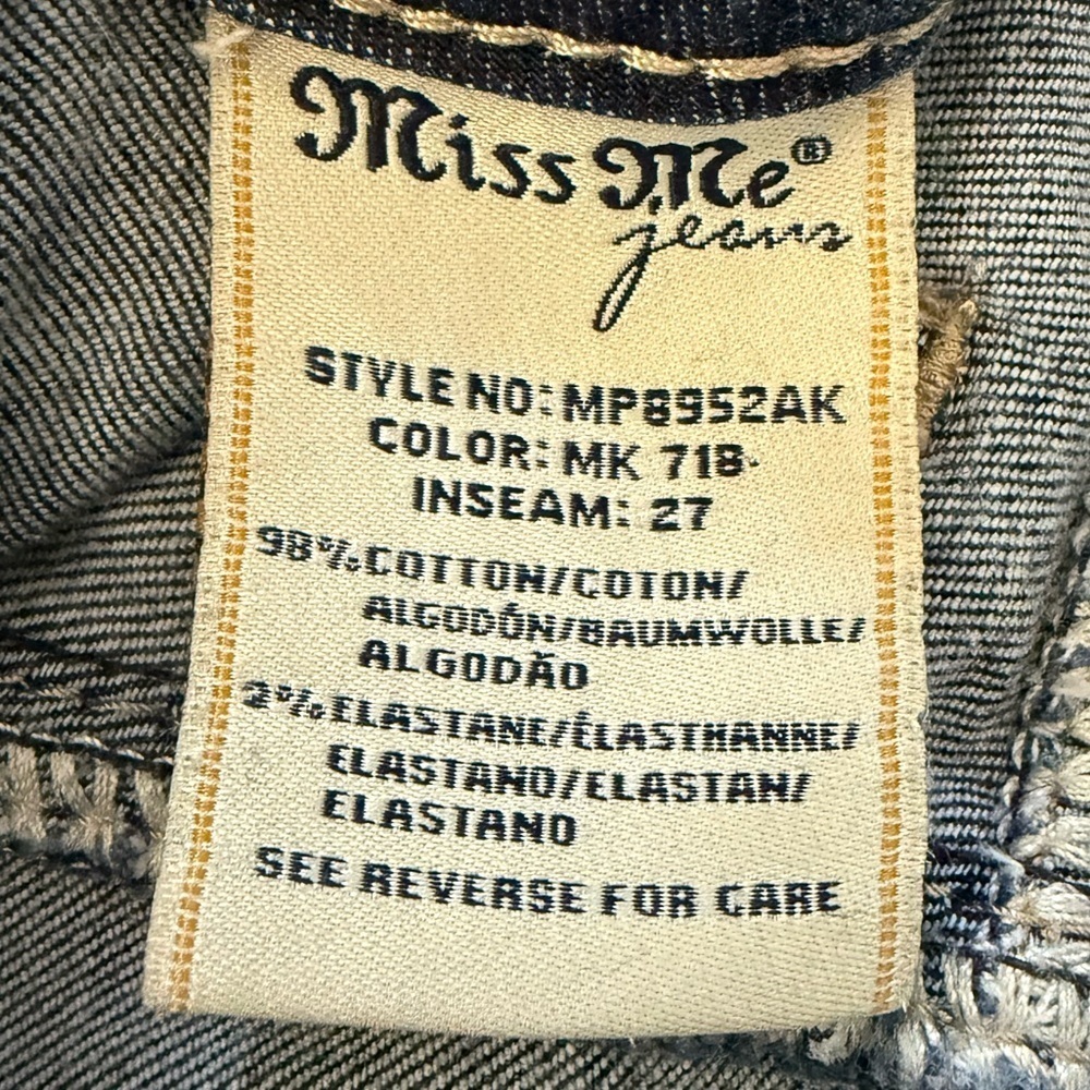 Miss Me Embroidered Frayed Hem Ankle Skinny Jeans - Picture 11 of 11